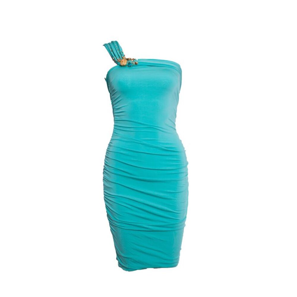 Blumarine Turquoise one shoulder dress